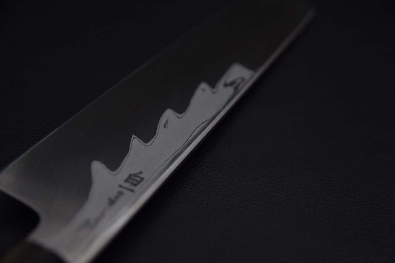 Hitohira Kikuchiyo Mosuke Enmon Shirogami #1 Kiritsuke 210mm Ebony Mirror