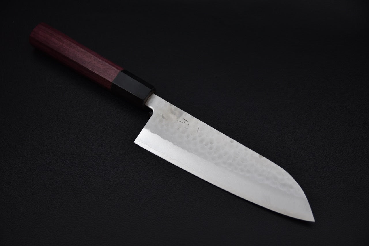 Hitohira NM Tsuchime Santoku 170mm Bois de Coeur Violet
