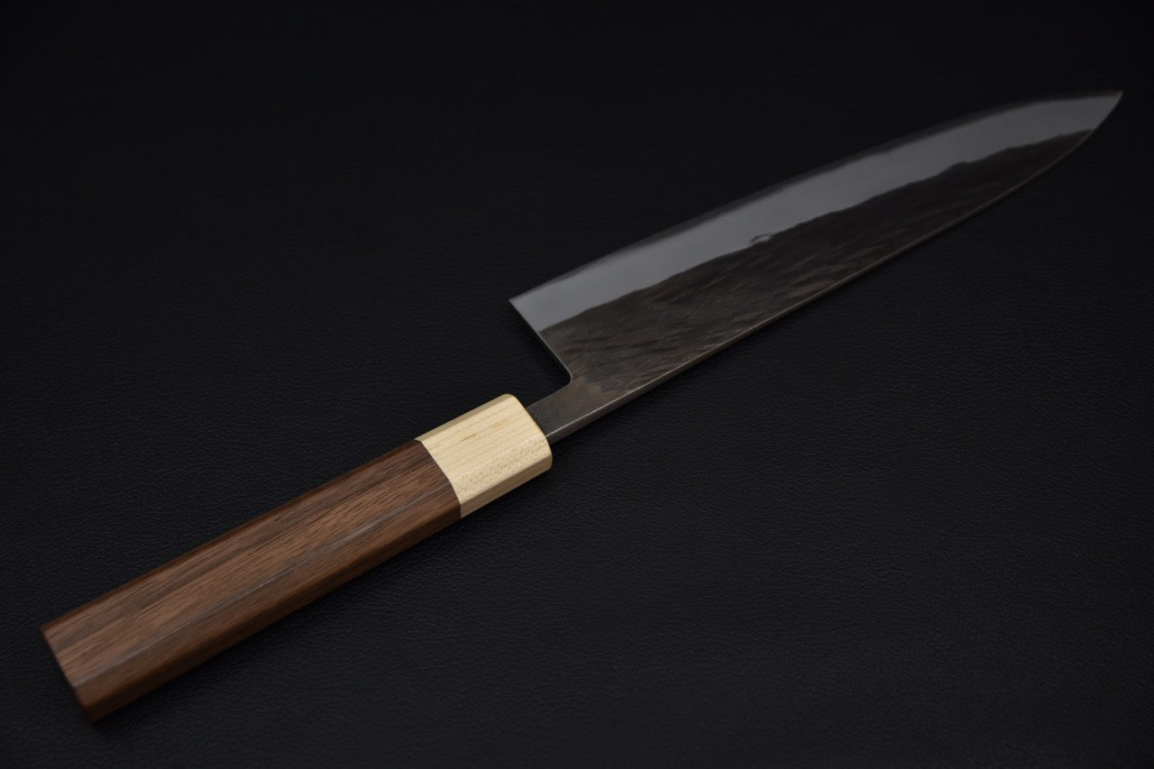 Hitohira TD Blue #2 Stainless Clad Kurouchi Gyuto 210mm Walnut
