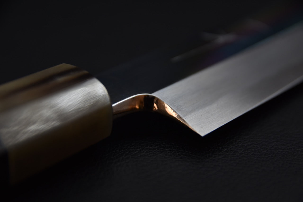 Hitohira Tanaka Mosuke Blue #1 Yanagiba 330mm Ebony Handle (Mirror Polished/ Saya)