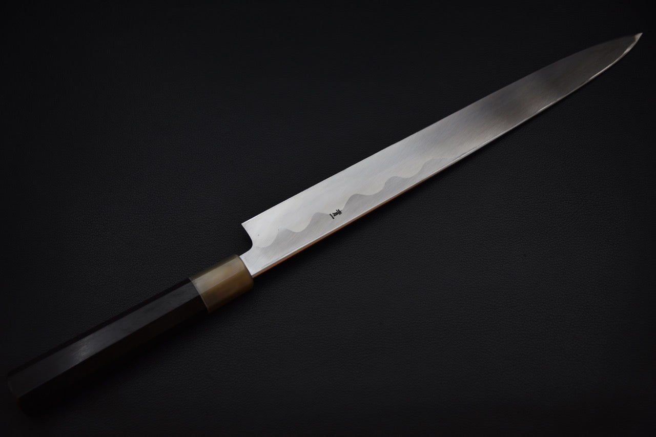 Hitohira Tanaka Mosuke Blue #1 Yanagiba 330mm Ebony Handle (Mirror Polished/ Saya)