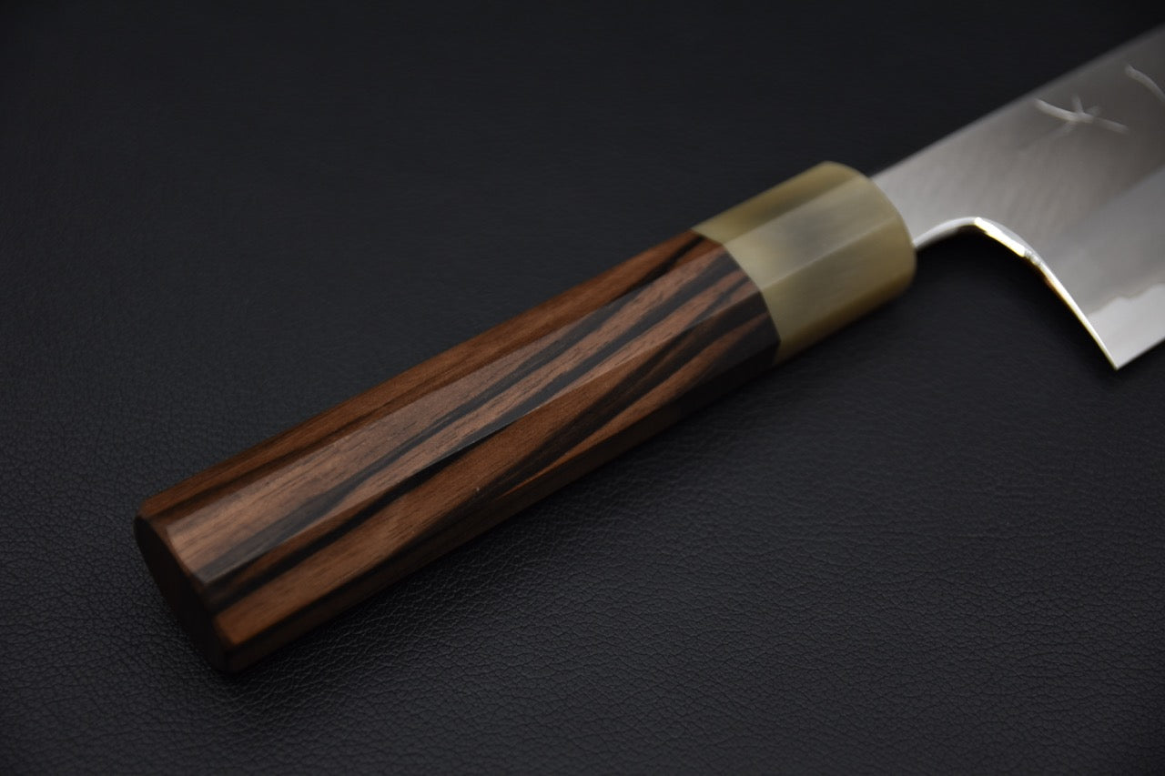 Hitohira Togashi Aogami #1 Migaki Bunka 180mm Ébène de Makassar Tahei