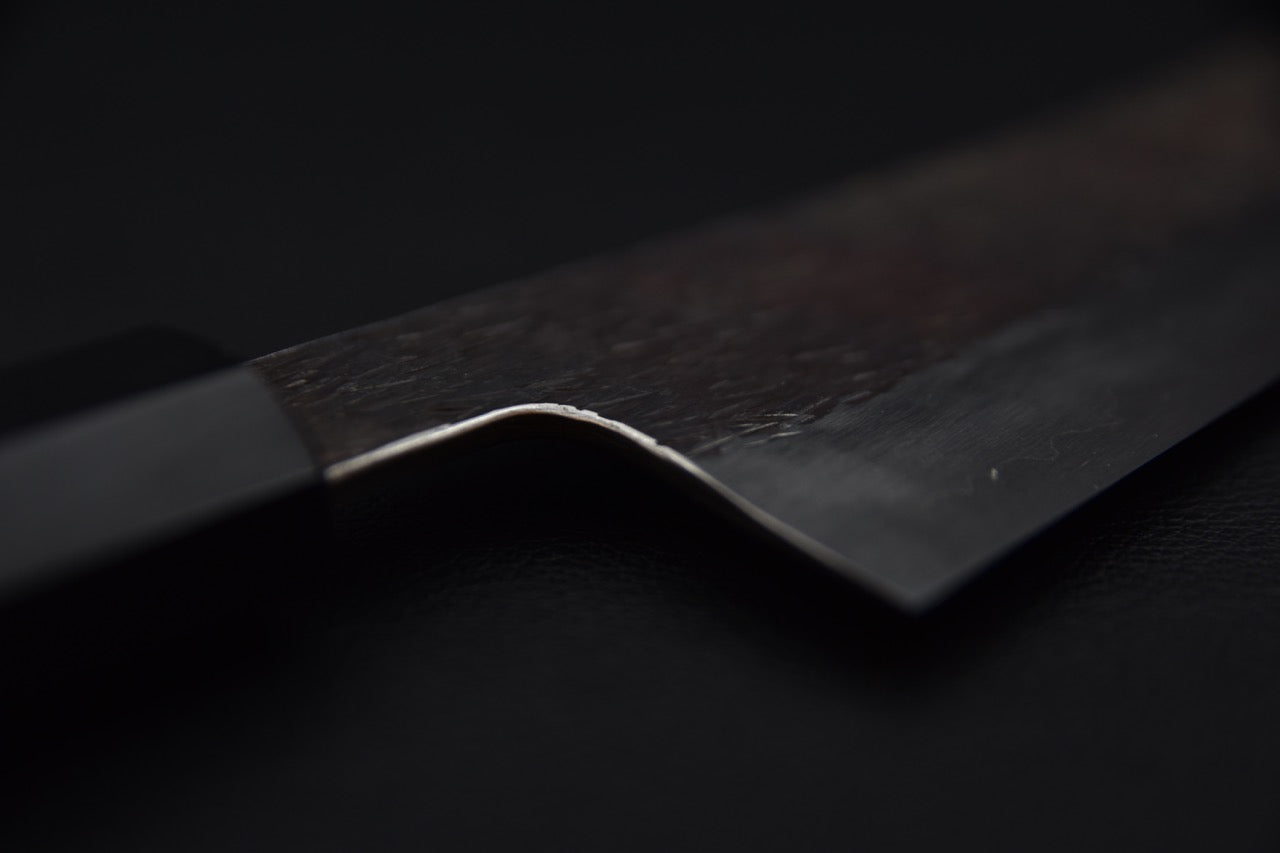 Isamitsu Shirogami #1 Stainless Clad Kurouchi Kiritsuke Gyuto 240mm Tagayasan