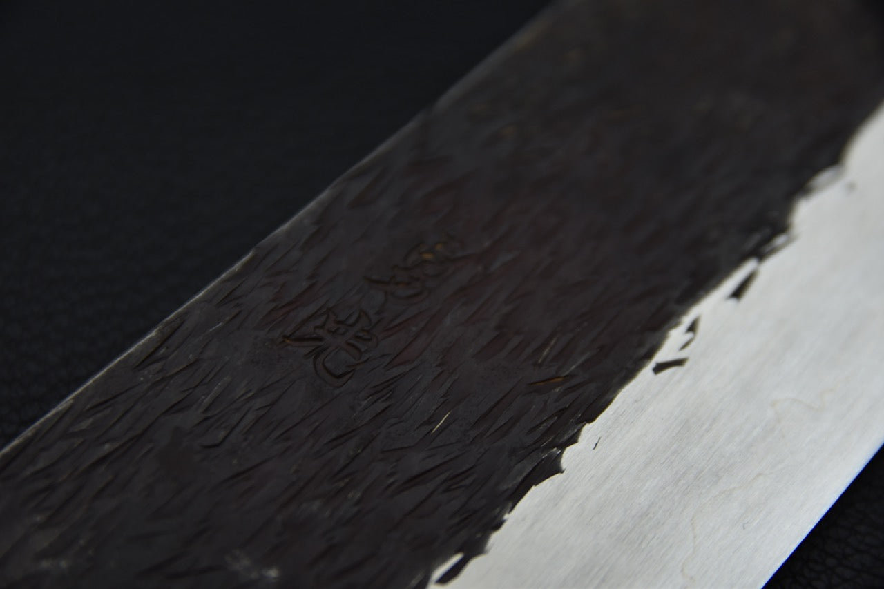 Isamitsu Shirogami #1 Stainless Clad Kurouchi Kiritsuke Gyuto 240mm Tagayasan