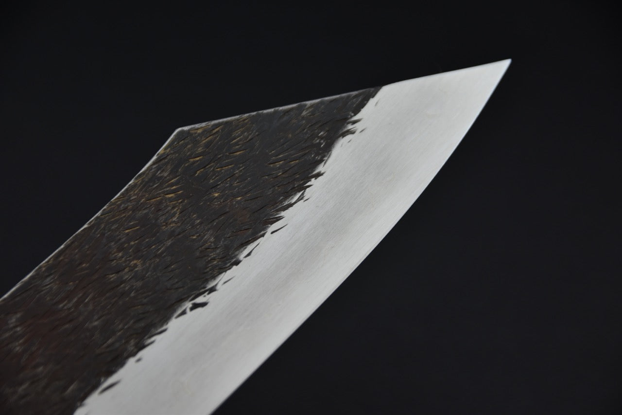 Isamitsu Shirogami #1 Stainless Clad Kurouchi Kiritsuke Gyuto 240mm Tagayasan