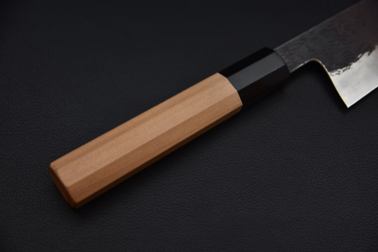 Isamitsu Shirogami #1 Stainless Clad Kurouchi Kiritsuke Gyuto 240mm Yakusugi