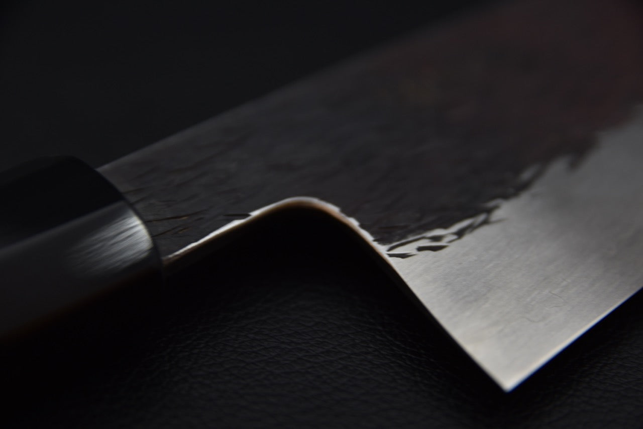 Isamitsu Shirogami #1 Stainless Clad Kurouchi Kiritsuke Gyuto 240mm Yakusugi