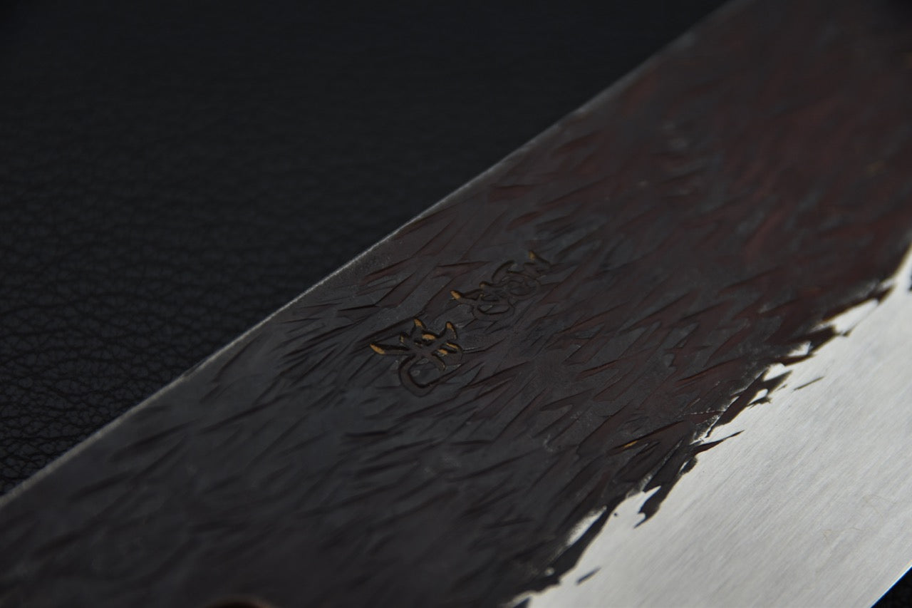 Isamitsu Shirogami #1 Stainless Clad Kurouchi Kiritsuke Gyuto 240mm Yakusugi