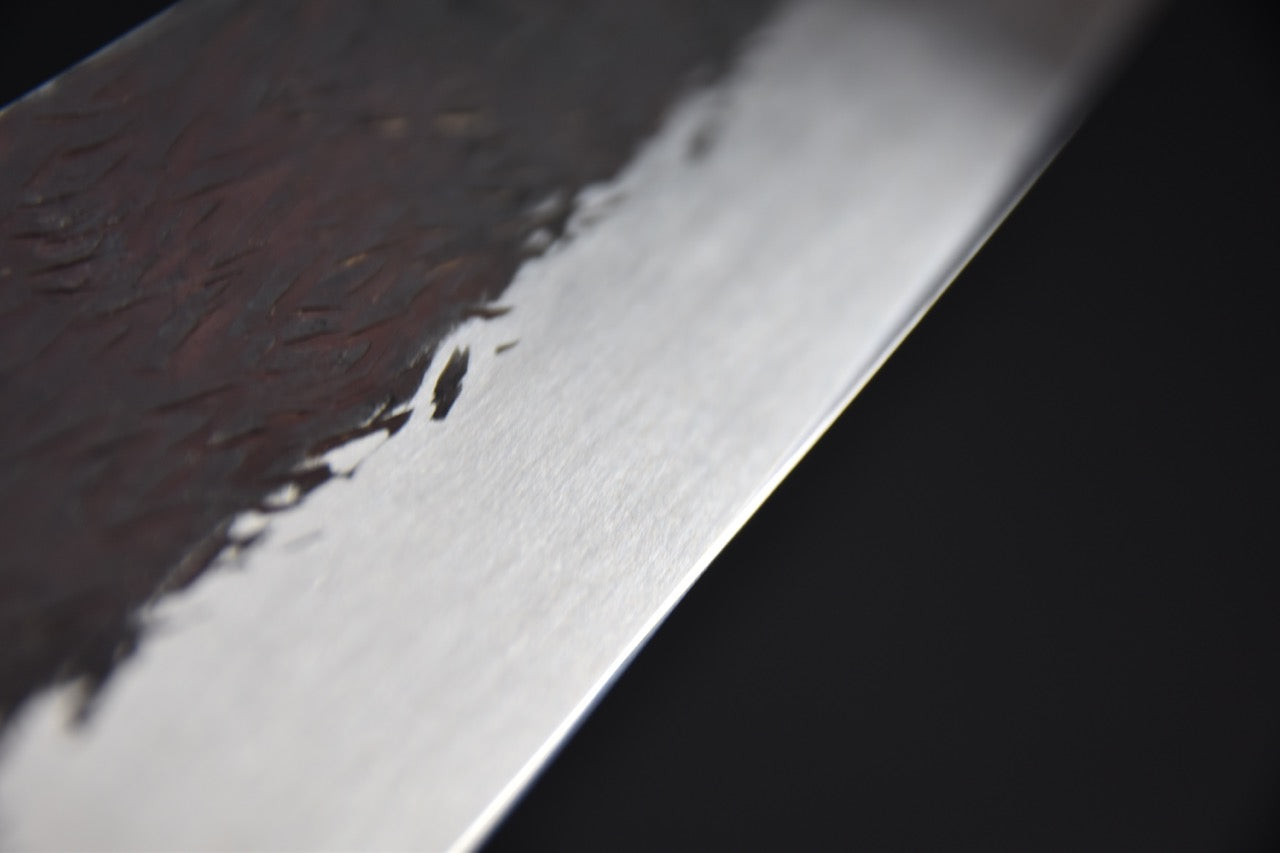 Isamitsu Shirogami #1 Stainless Clad Kurouchi Kiritsuke Gyuto 240mm Yakusugi