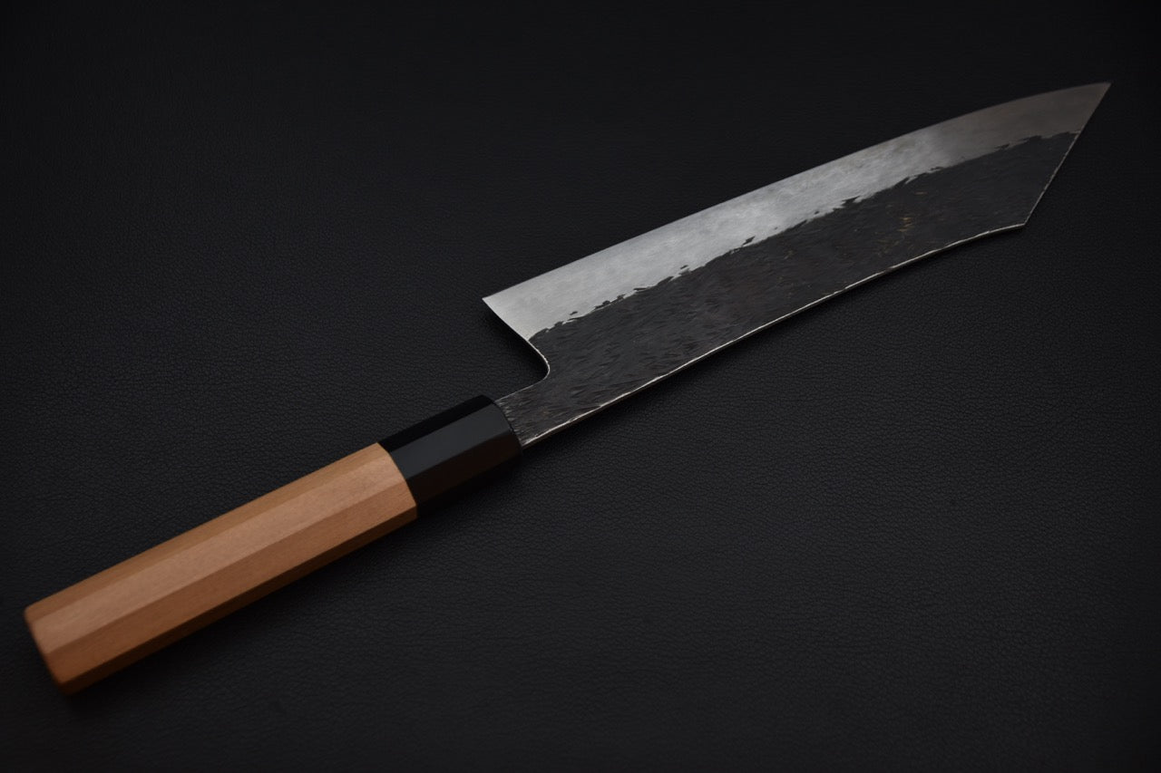 Isamitsu Shirogami #1 Stainless Clad Kurouchi Kiritsuke Gyuto 240mm Yakusugi