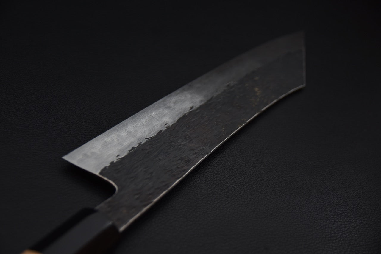 Isamitsu Shirogami #1 Stainless Clad Kurouchi Kiritsuke Gyuto 240mm Yakusugi
