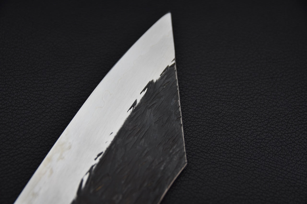 Isamitsu Shirogami #1 Stainless Clad Kurouchi Kiritsuke Gyuto 240mm Yakusugi