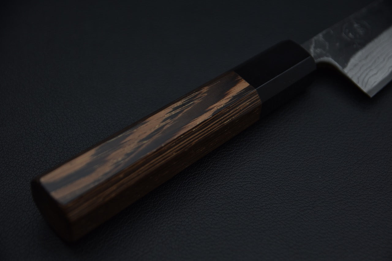 Kumokage Aogami #2 Kurouchi Damascus Honesuki 150mm Tagayasan