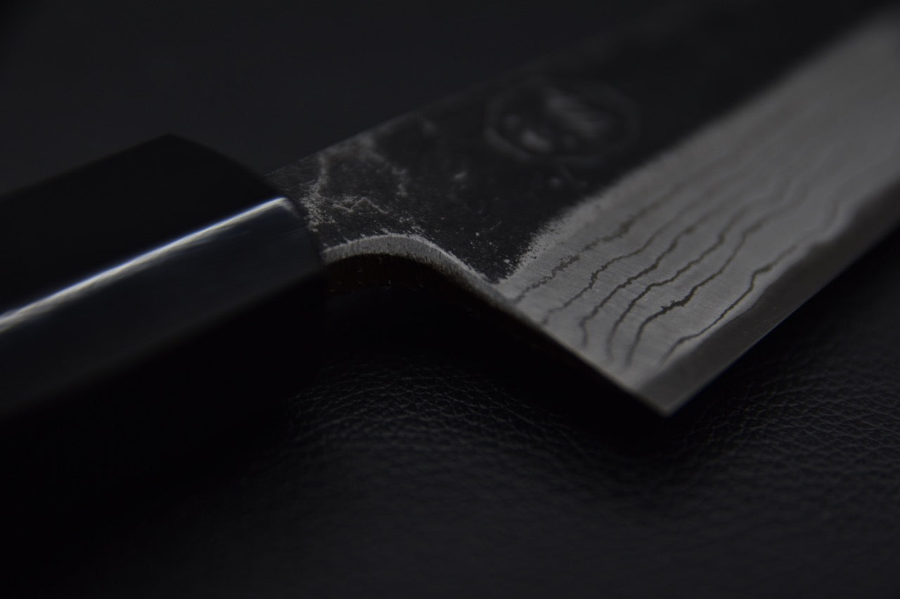 Kumokage Aogami #2 Kurouchi Damascus Honesuki 150mm Tagayasan