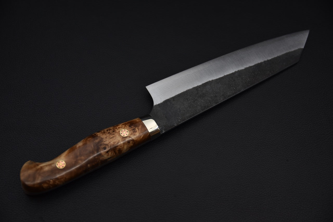 Yoshimi Kato Aogami Super Bunka Kurouchi 180mm Loupe d'érable