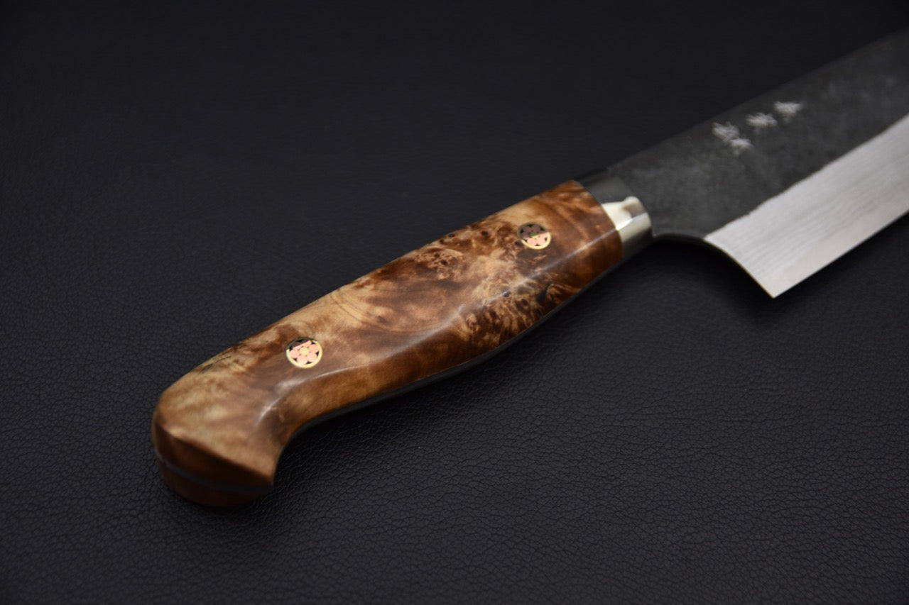 Yoshimi Kato Aogami Super Bunka Kurouchi 180mm Loupe d'érable