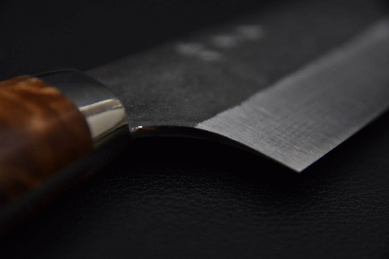 Yoshimi Kato Aogami Super Bunka Kurouchi 180mm Loupe d'érable