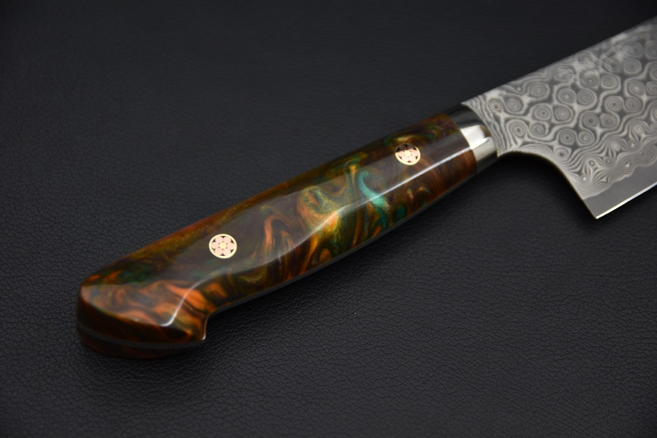 Nigara Hamono SG2 Anmon Damascus Bunka 180mm Acrylique Jungle Twist
