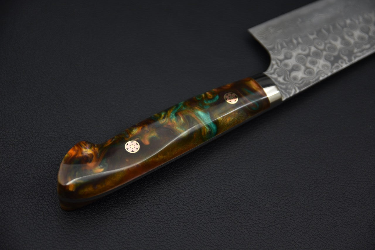Nigara Hamono SG2 Anmon Damascus Bunka 180mm Acrylique Jungle Twist