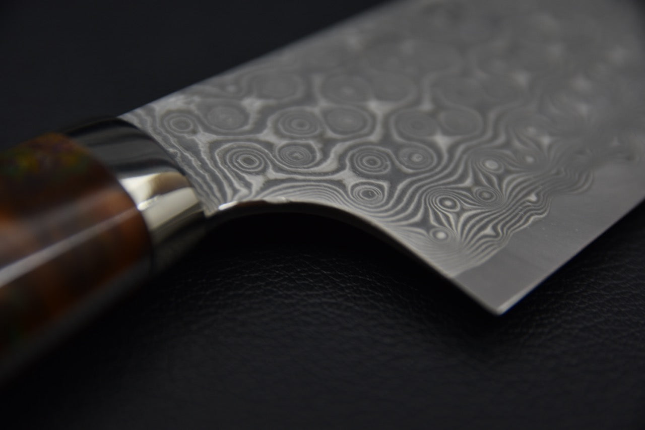 Nigara Hamono SG2 Anmon Damascus Bunka 180mm Acrylique Jungle Twist