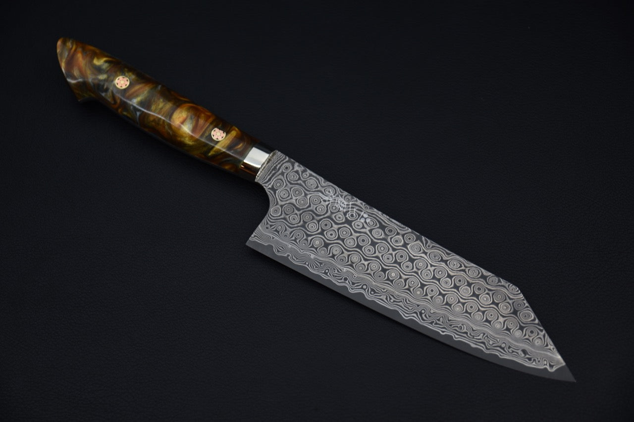Nigara Hamono SG2 Anmon Damascus Bunka 180mm Acrylique Sandstorm