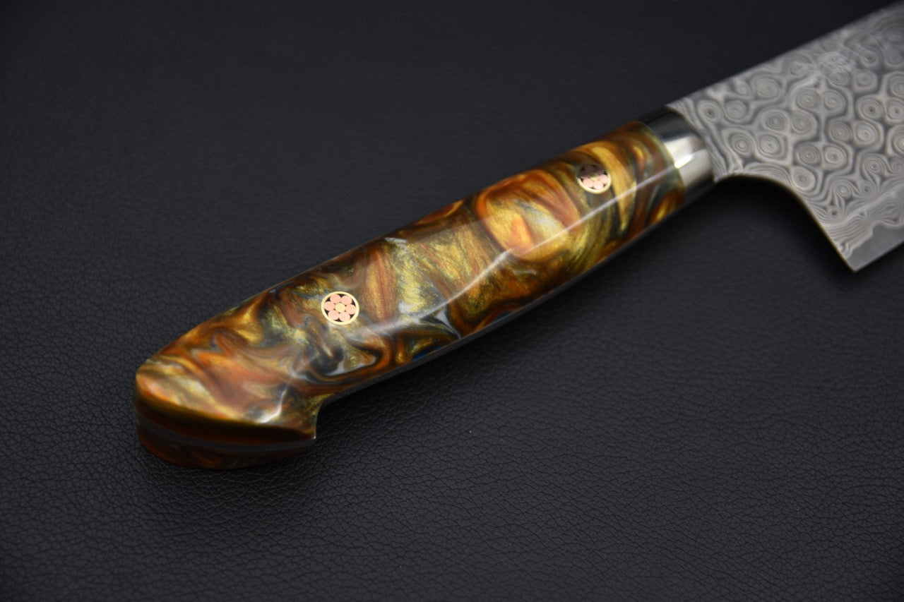 Nigara Hamono SG2 Anmon Damascus Bunka 180mm Acrylique Sandstorm