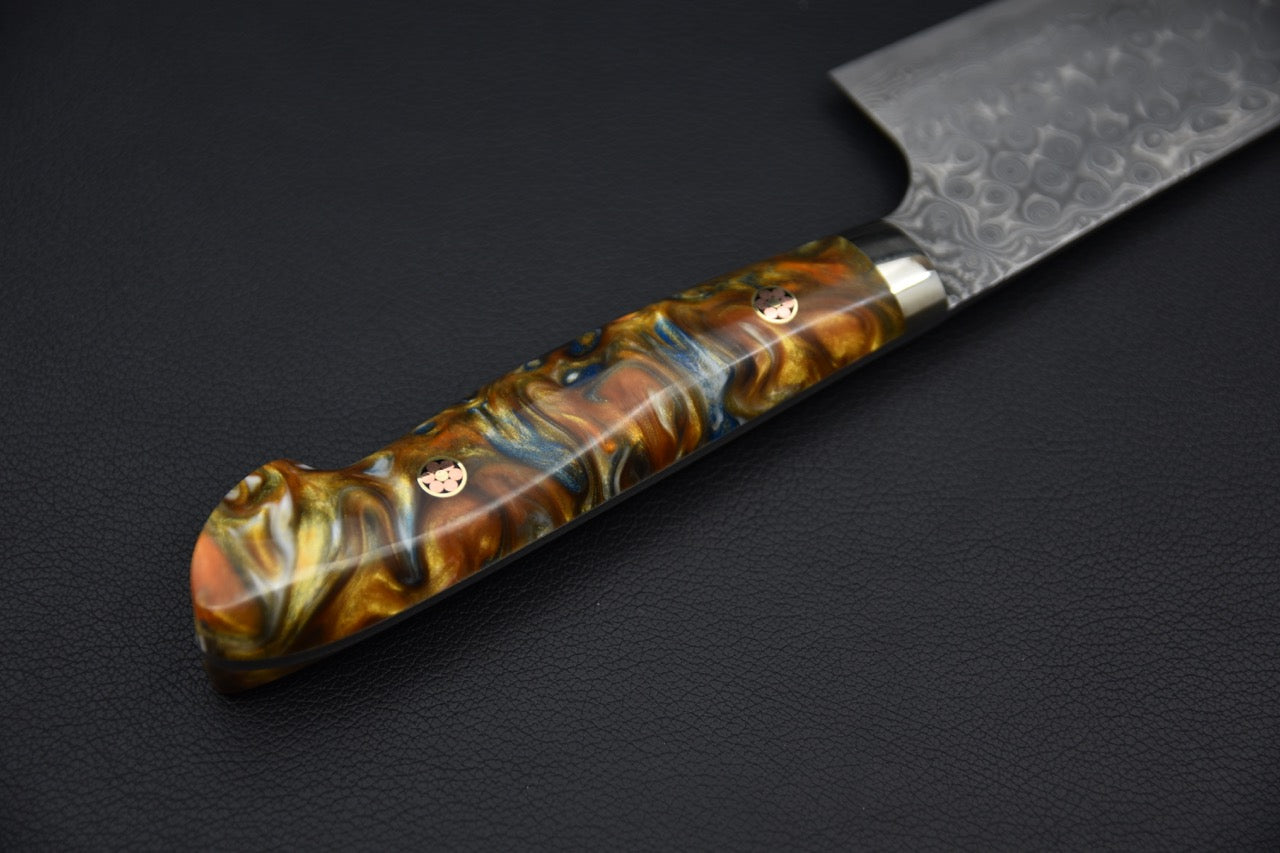 Nigara Hamono SG2 Anmon Damascus Bunka 180mm Acrylique Sandstorm