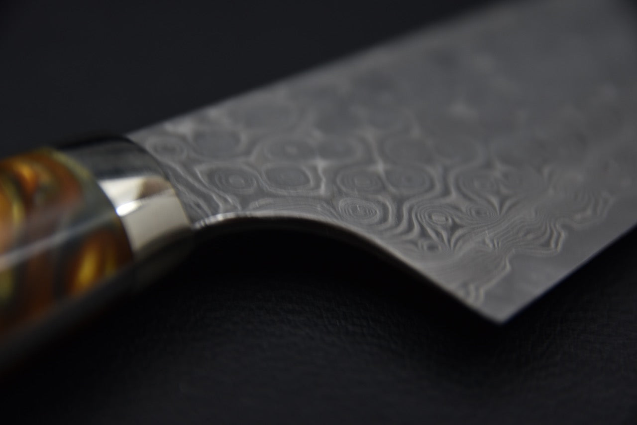 Nigara Hamono SG2 Anmon Damascus Bunka 180mm Acrylique Sandstorm