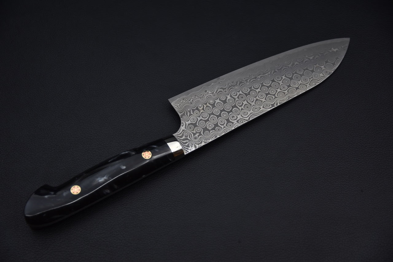 Nigara Hamono SG2 Anmon Damascus Santoku 180mm Acrylique Galaxie Nocturne