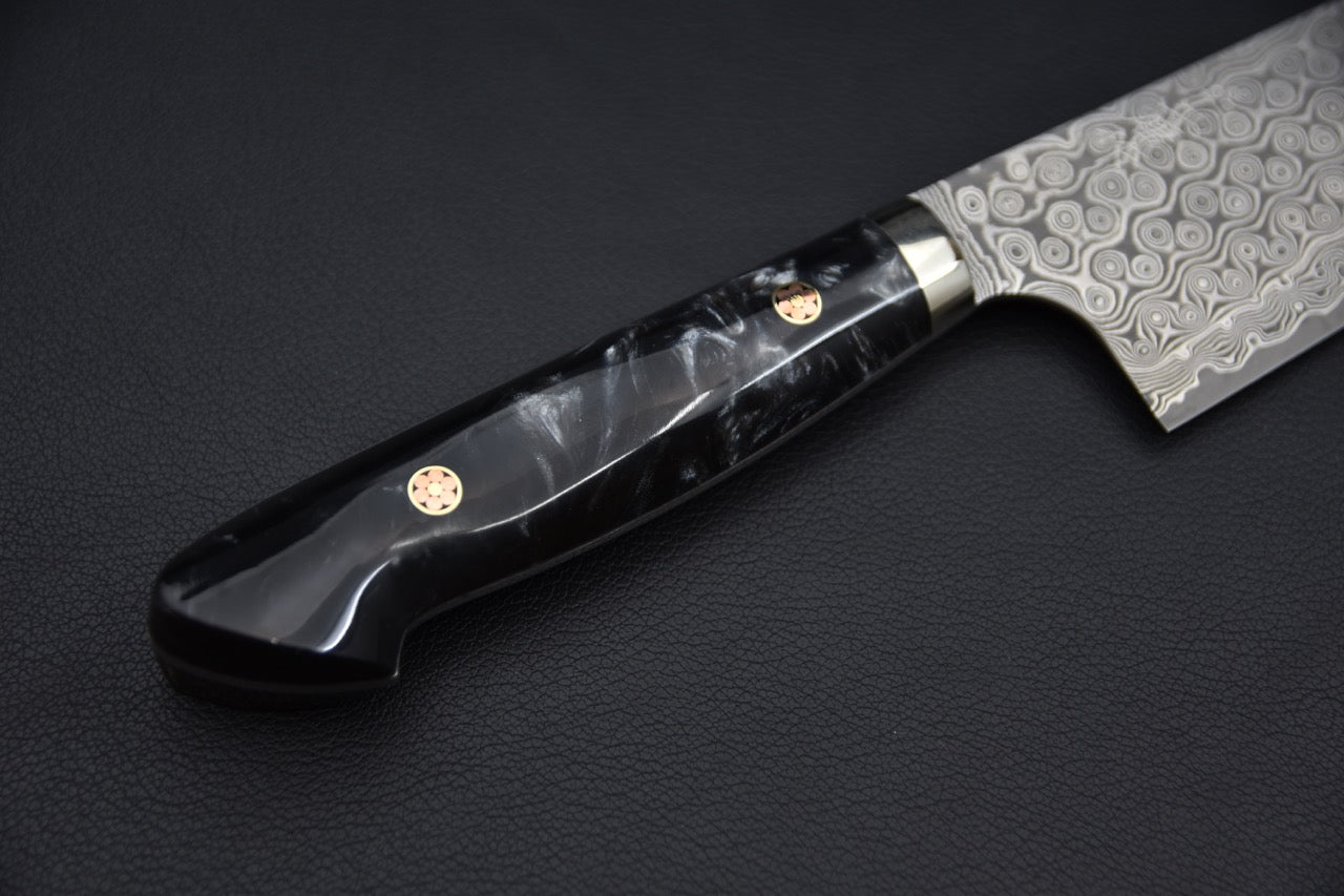 Nigara Hamono SG2 Anmon Damascus Santoku 180mm Acrylique Galaxie Nocturne