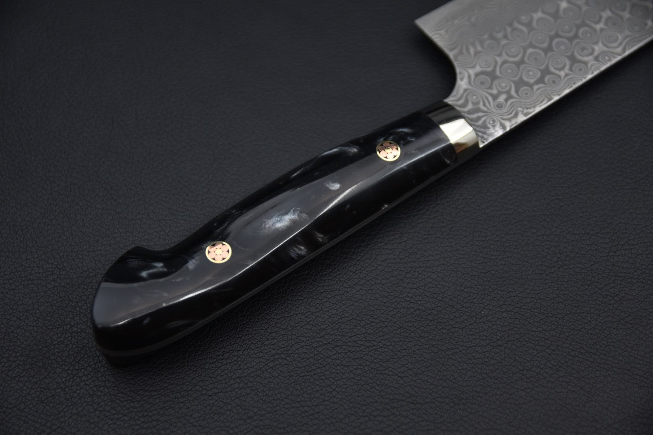 Nigara Hamono SG2 Anmon Damascus Santoku 180mm Acrylique Galaxie Nocturne