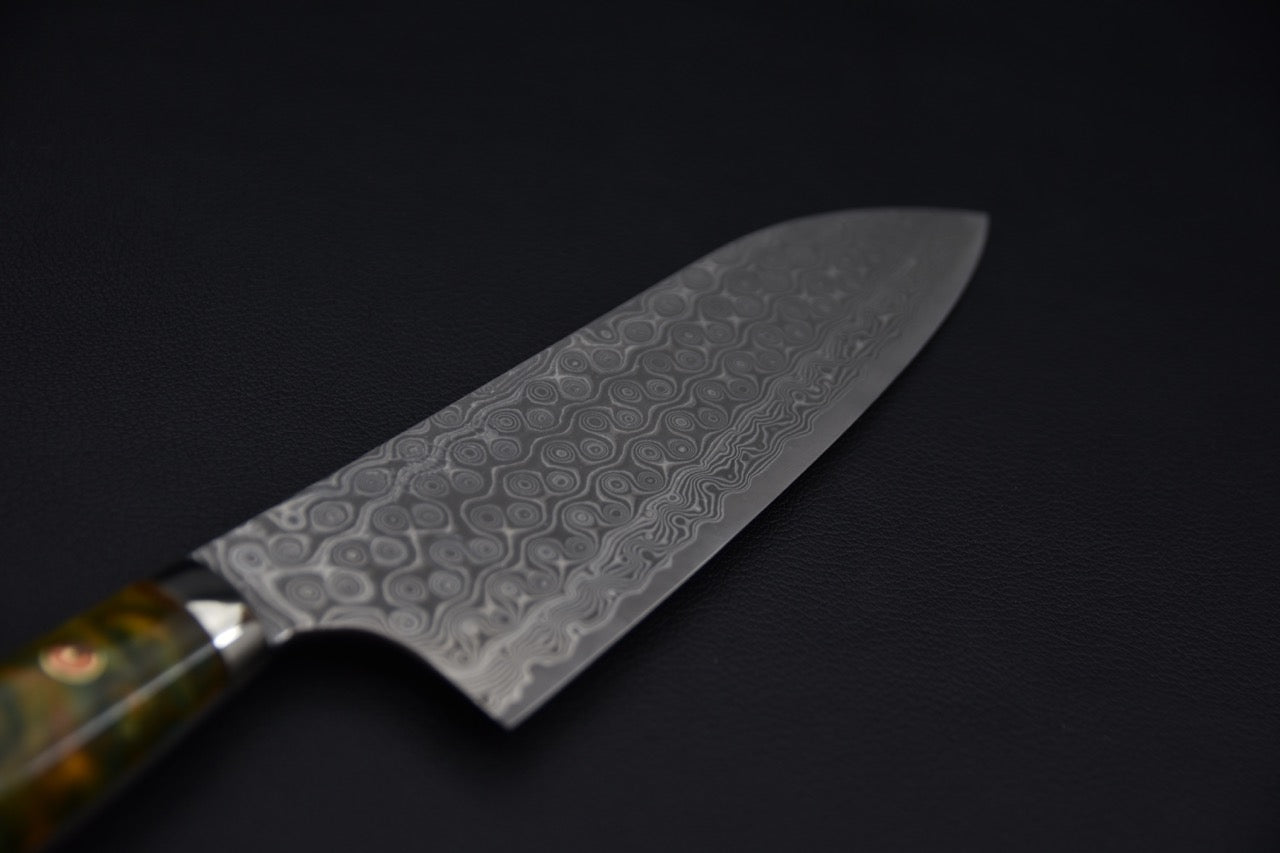 Nigara Hamono SG2 Anmon Damascus Santoku 180mm Acrylique Jungle Twist
