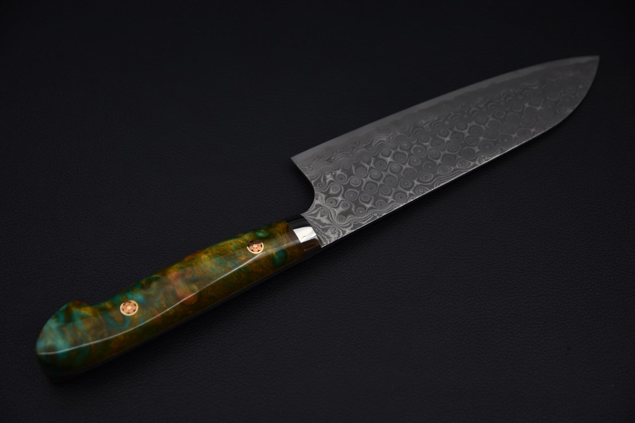 Nigara Hamono SG2 Anmon Damascus Santoku 180mm Acrylique Jungle Twist