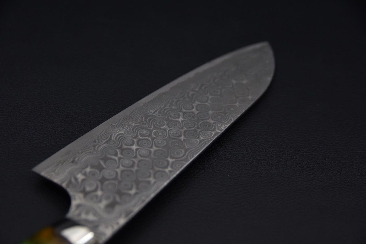Nigara Hamono SG2 Anmon Damascus Santoku 180mm Acrylique Jungle Twist