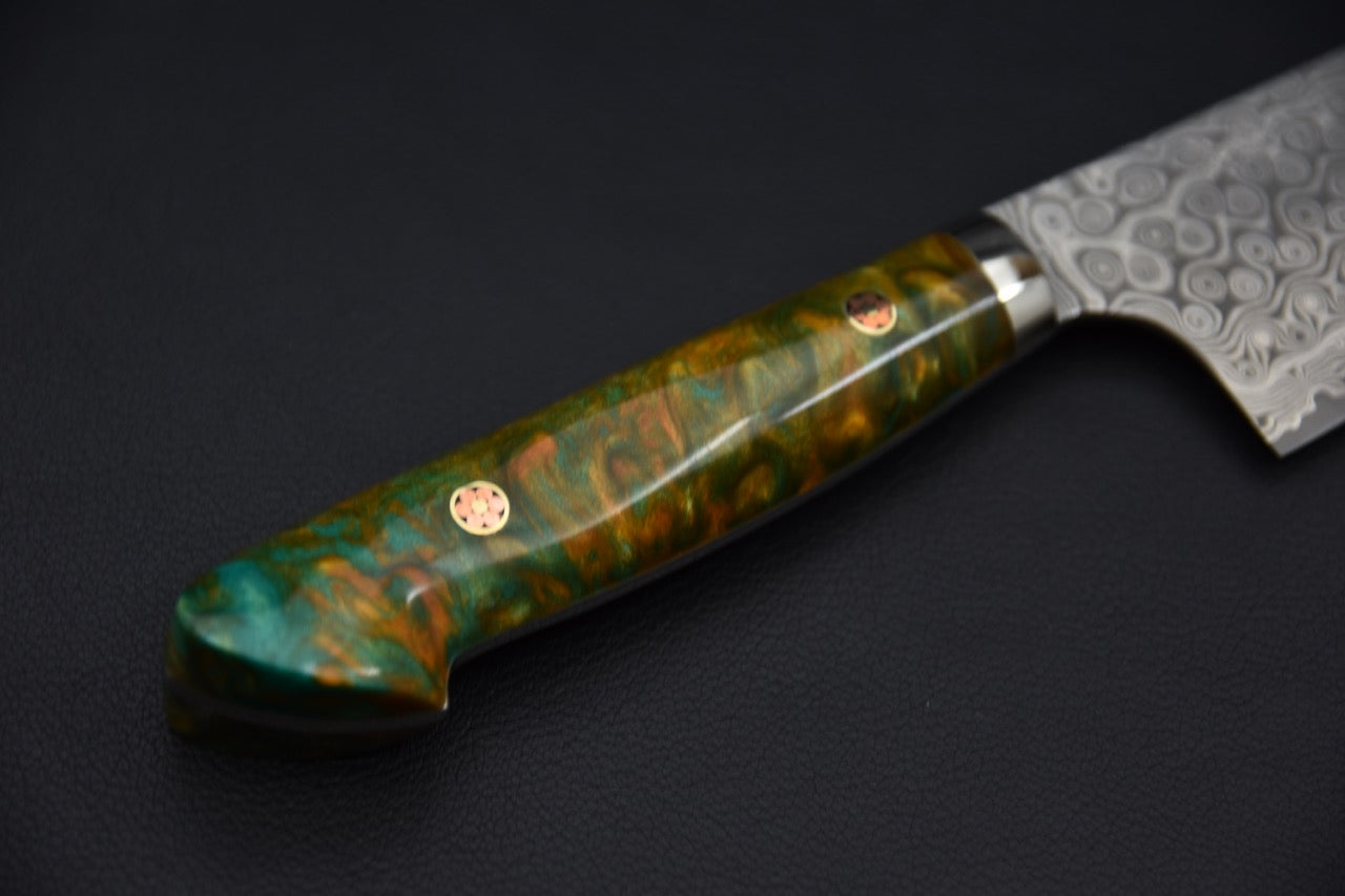 Nigara Hamono SG2 Anmon Damascus Santoku 180mm Acrylique Jungle Twist