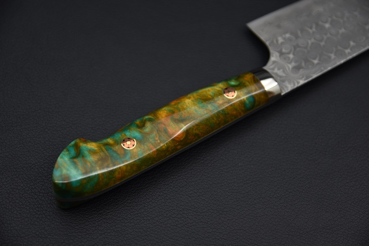 Nigara Hamono SG2 Anmon Damascus Santoku 180mm Acrylique Jungle Twist