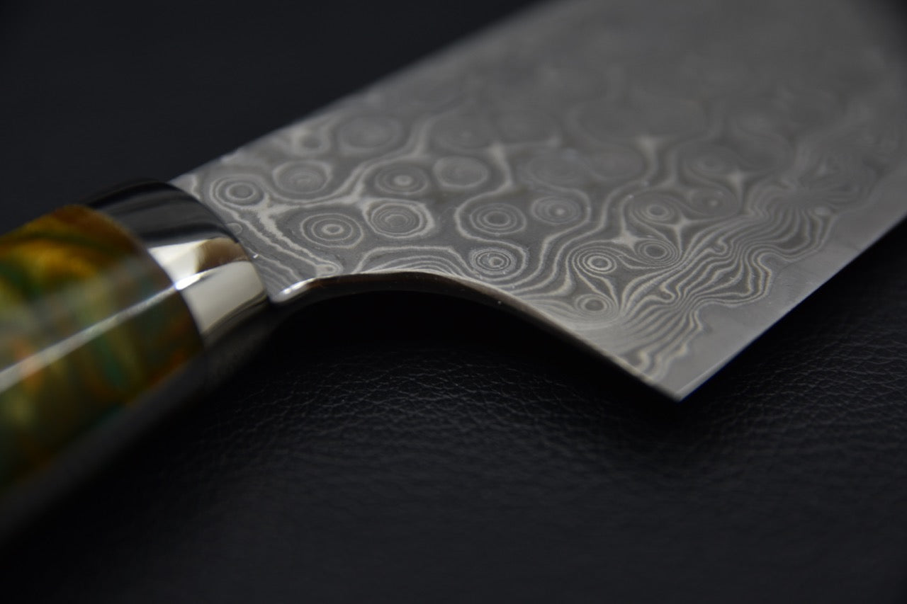 Nigara Hamono SG2 Anmon Damascus Santoku 180mm Acrylique Jungle Twist
