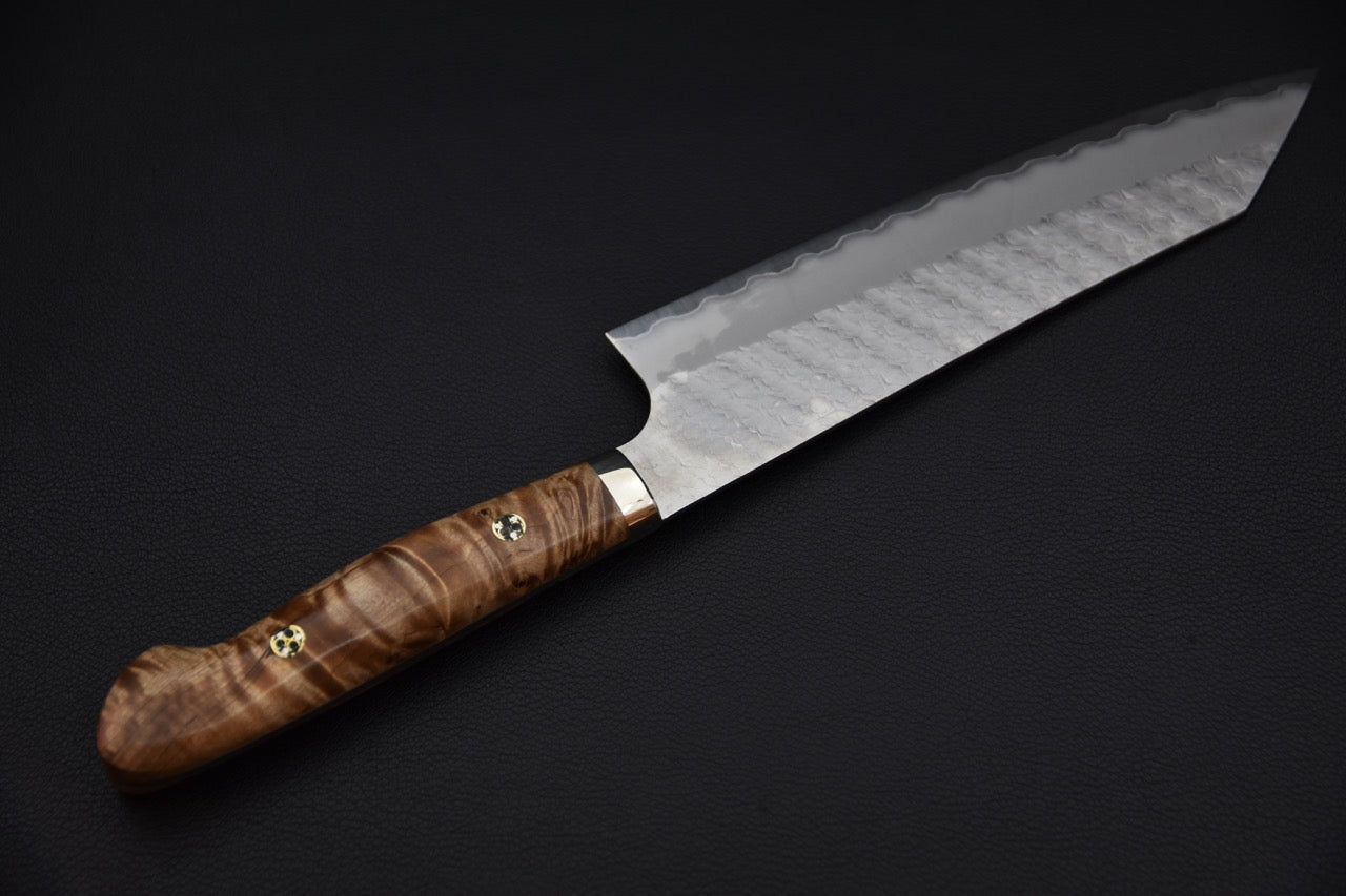 Nigara Hamono SG2 Tsuchime Migaki Kiritsuke Gyuto 210mm Loupe d'érable