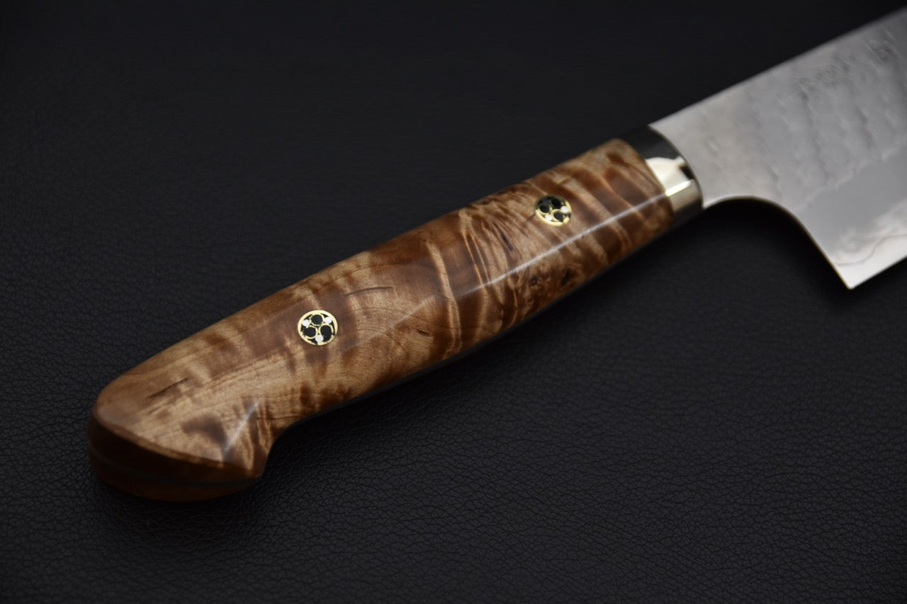 Nigara Hamono SG2 Tsuchime Migaki Kiritsuke Gyuto 210mm Loupe d'érable