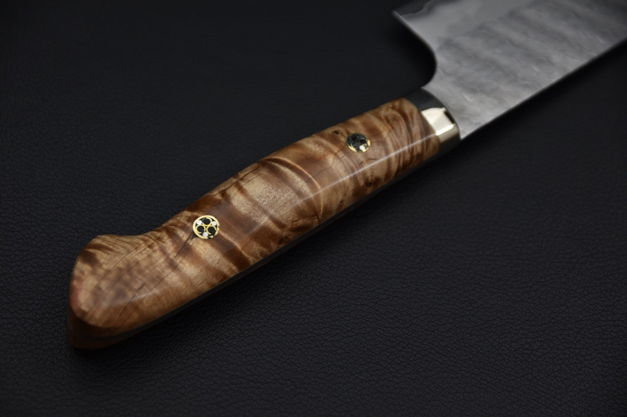 Nigara Hamono SG2 Tsuchime Migaki Kiritsuke Gyuto 210mm Loupe d'érable