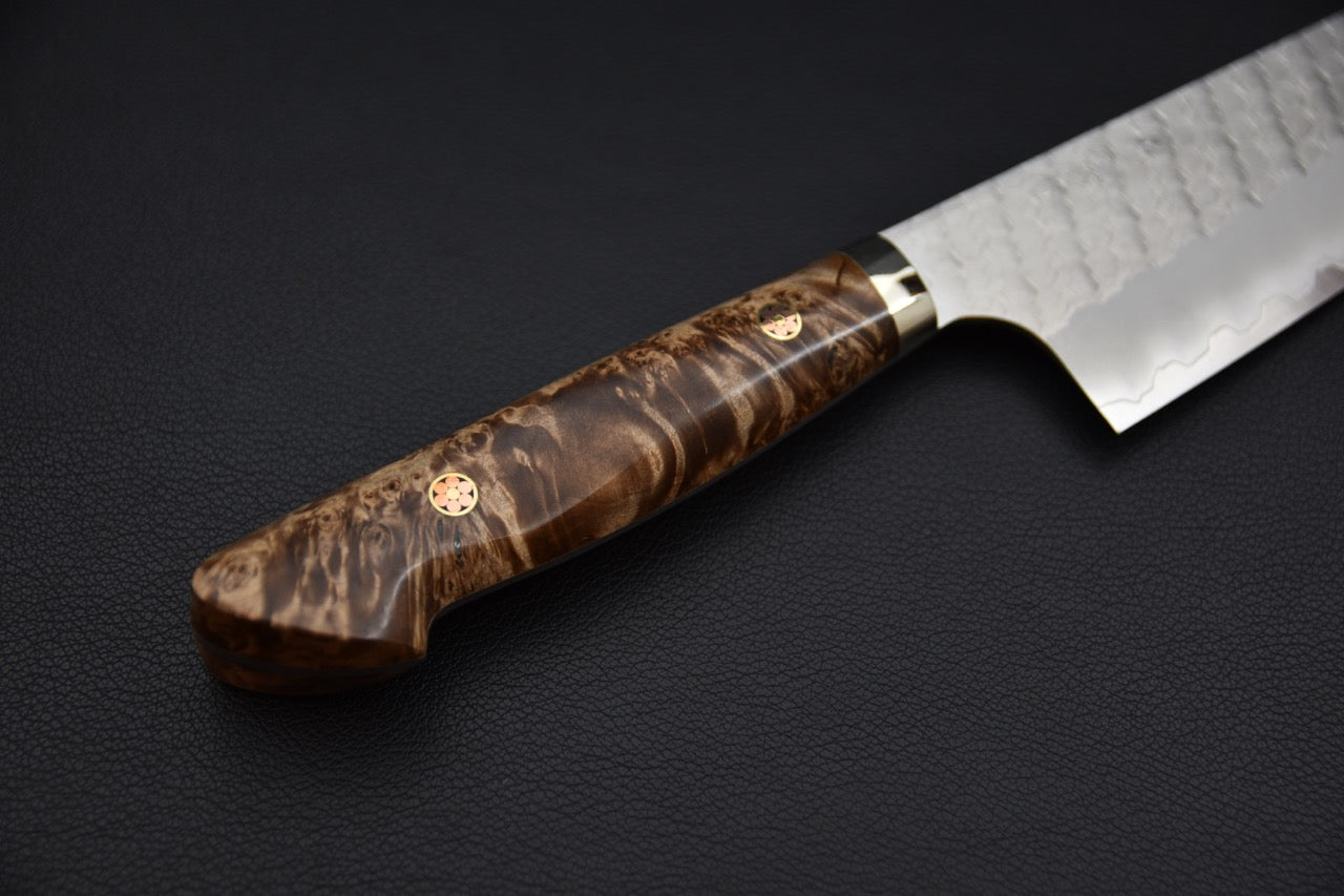 Nigara Hamono SG2 Tsuchime Migaki Santoku 170mm Loupe d'érable