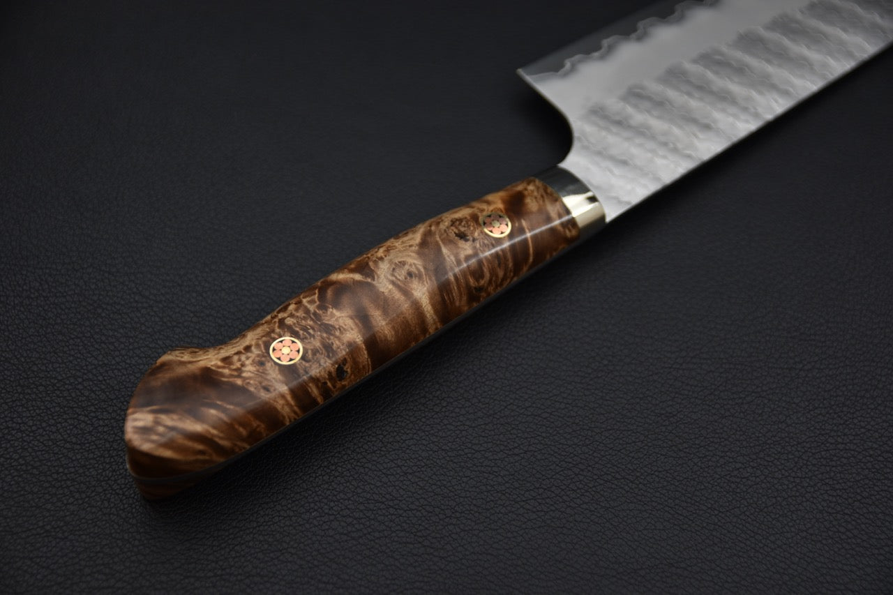 Nigara Hamono SG2 Tsuchime Migaki Santoku 170mm Loupe d'érable