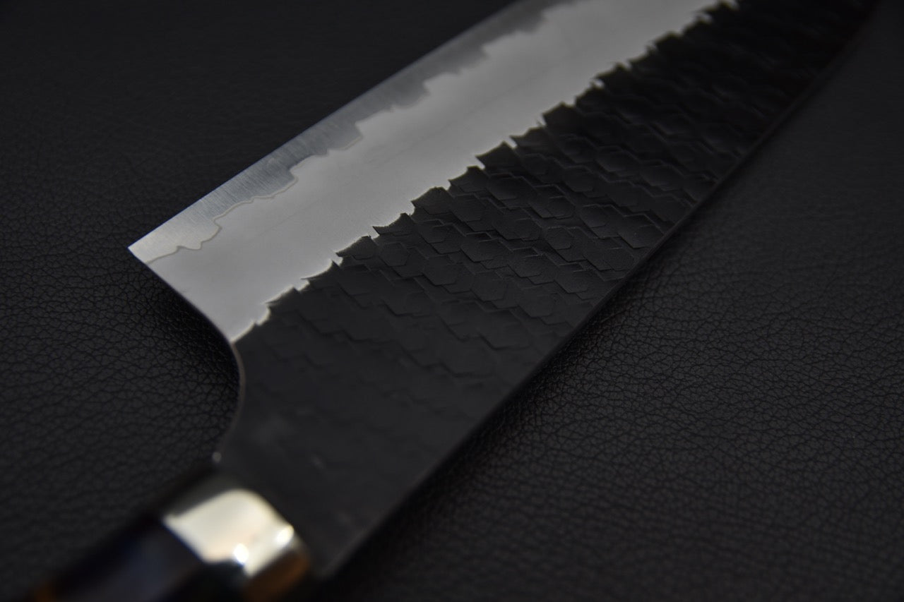 Nigara SG2 Kurouchi Tsuchime Santoku180mm Acrylique Or-Émeraude