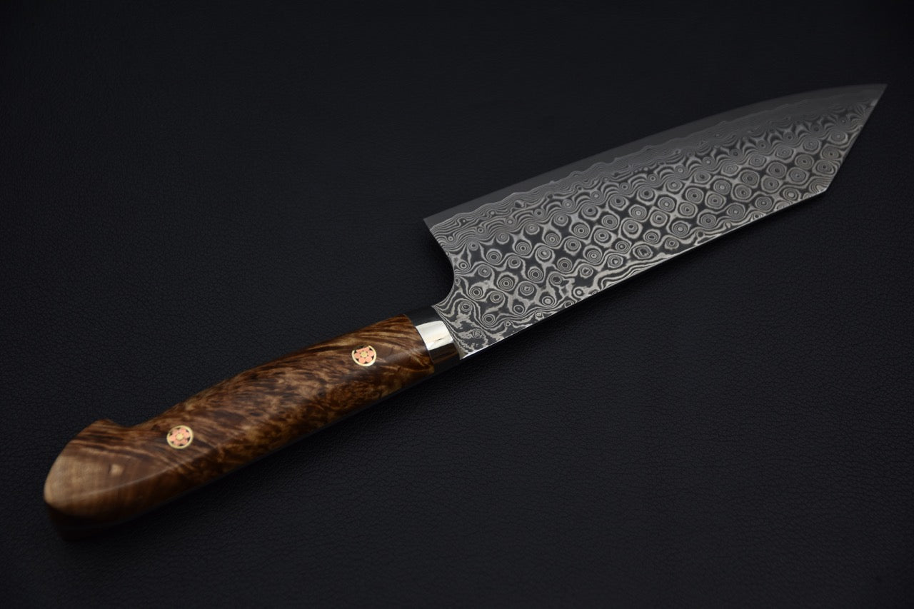 Nigara Hamono Bunka Anmon Damascus 180mm SG2 Loupe d'érable