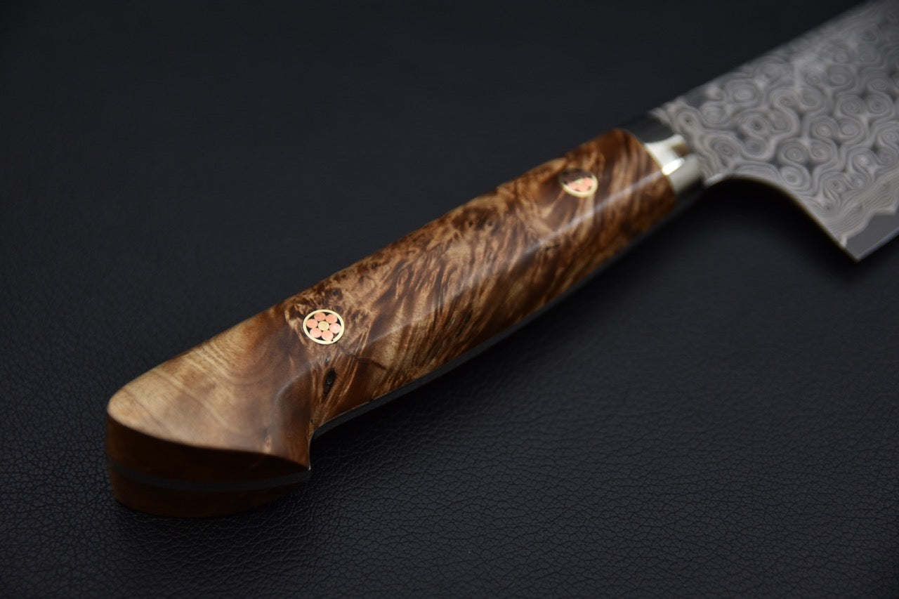 Nigara Hamono Bunka Anmon Damascus 180mm SG2 Loupe d'érable