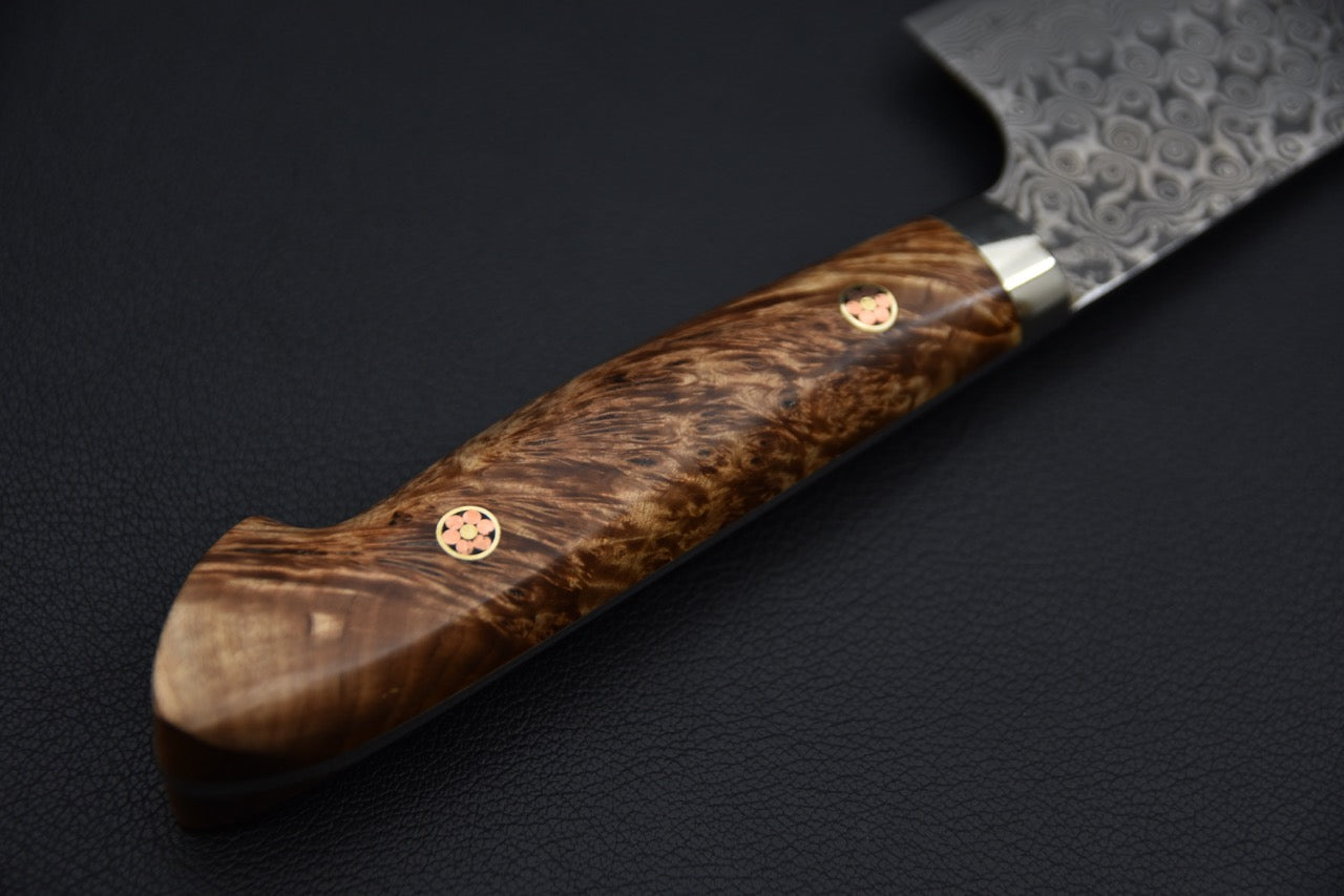 Nigara Hamono Bunka Anmon Damascus 180mm SG2 Loupe d'érable