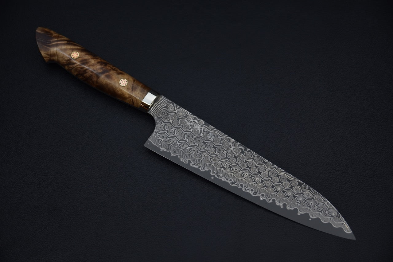 Nigara Hamono Gyuto Anmon Damascus 210mm SG2 Loupe d'érable