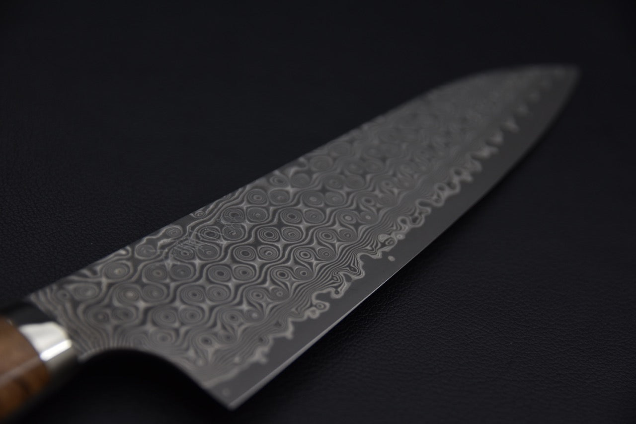 Nigara Hamono Gyuto Anmon Damascus 210mm SG2 Loupe d'érable