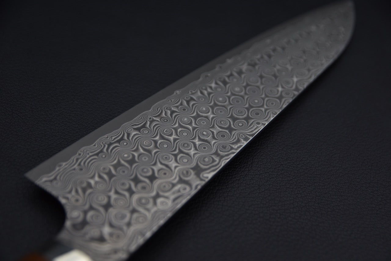 Nigara Hamono Gyuto Anmon Damascus 210mm SG2 Loupe d'érable