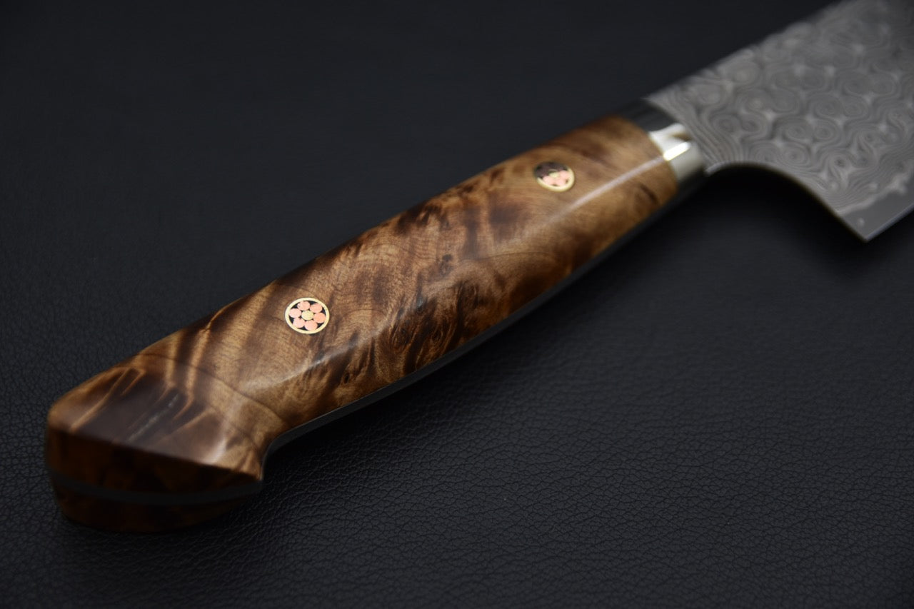 Nigara Hamono Gyuto Anmon Damascus 210mm SG2 Loupe d'érable